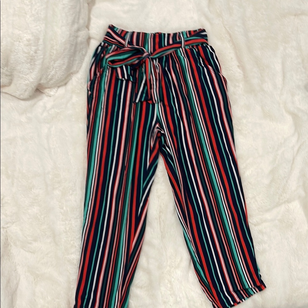 Striped High-Waisted Pants